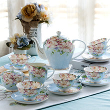 Load image into Gallery viewer, 21piece-set, delicate bone china coffee cup set, european vintage tea cup, tea kettle, coffee teapot and tea cup and saucer set
