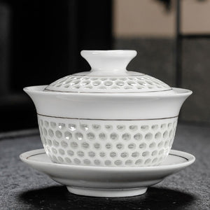 Chinese Traditions Gai Wan Tea Set Bone Kung Fu TeaSet Gaiwan Tea cup Porcelain bowl Set For Travel Beautiful And Easy Kettle