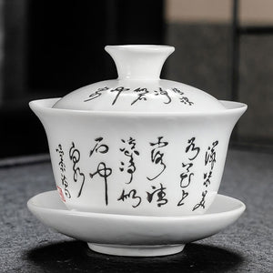 Chinese Traditions Gai Wan Tea Set Bone Kung Fu TeaSet Gaiwan Tea cup Porcelain bowl Set For Travel Beautiful And Easy Kettle